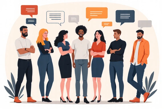 People communicating and collaborating, representing customer support and contact