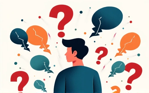 Person surrounded by question marks, symbolizing frequently asked questions or problem-solving