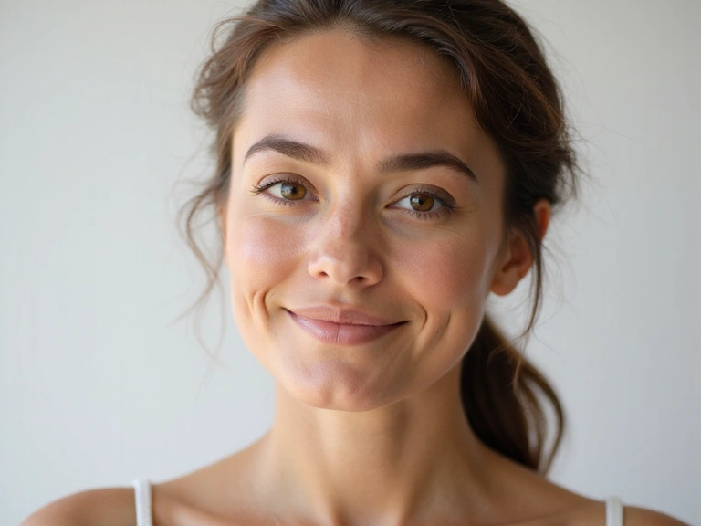 Radiant woman with clear skin, representing skincare and beauty products